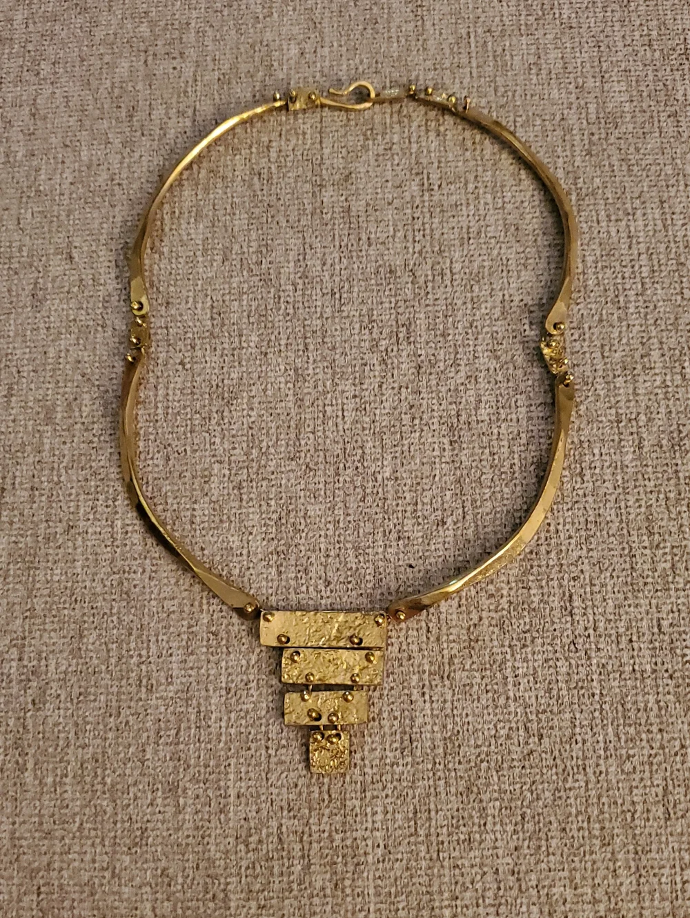 Anne Dick 16 Inch Hammered Gold Necklace